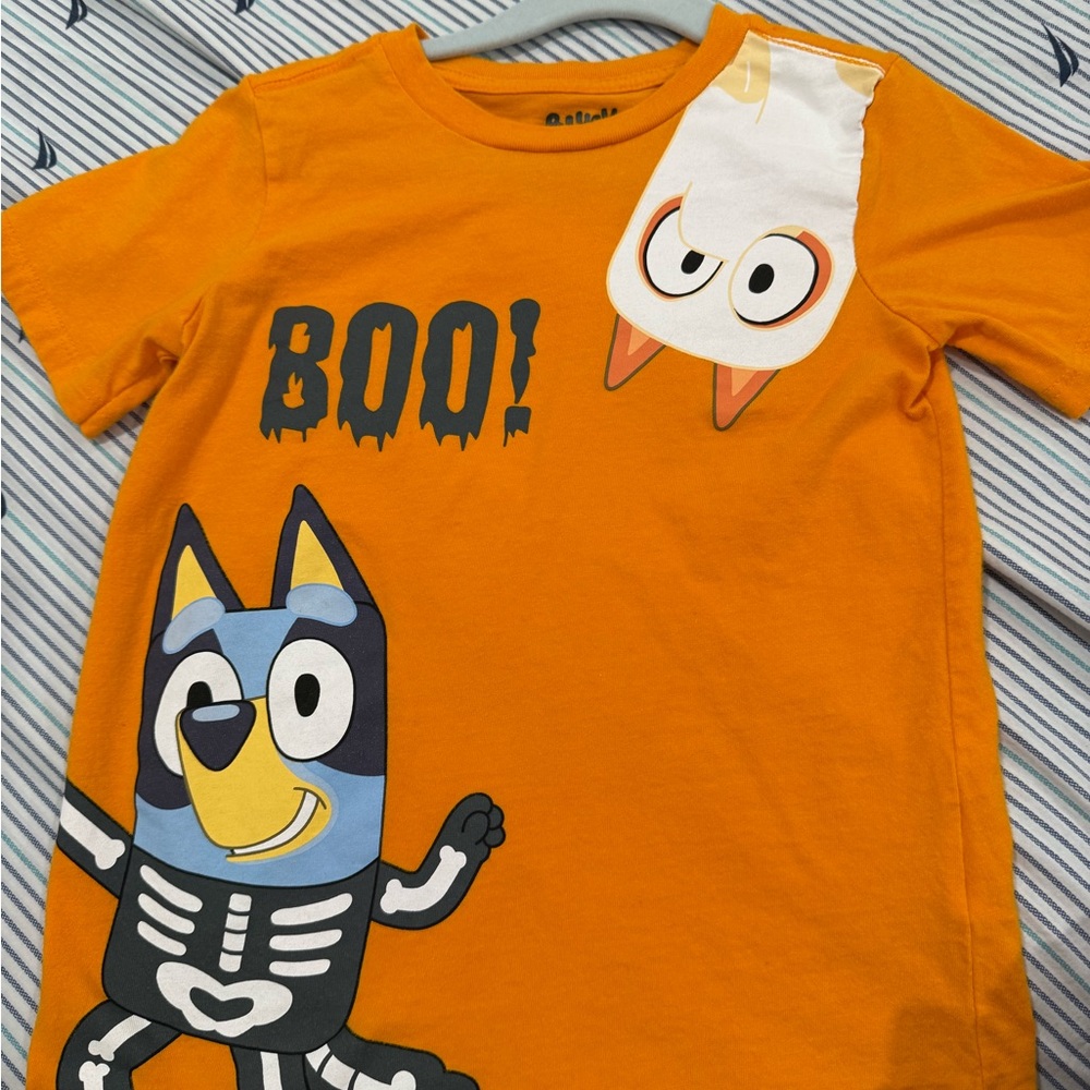 Lucy Orange Short Sleeve Tee with Halloween Graphic